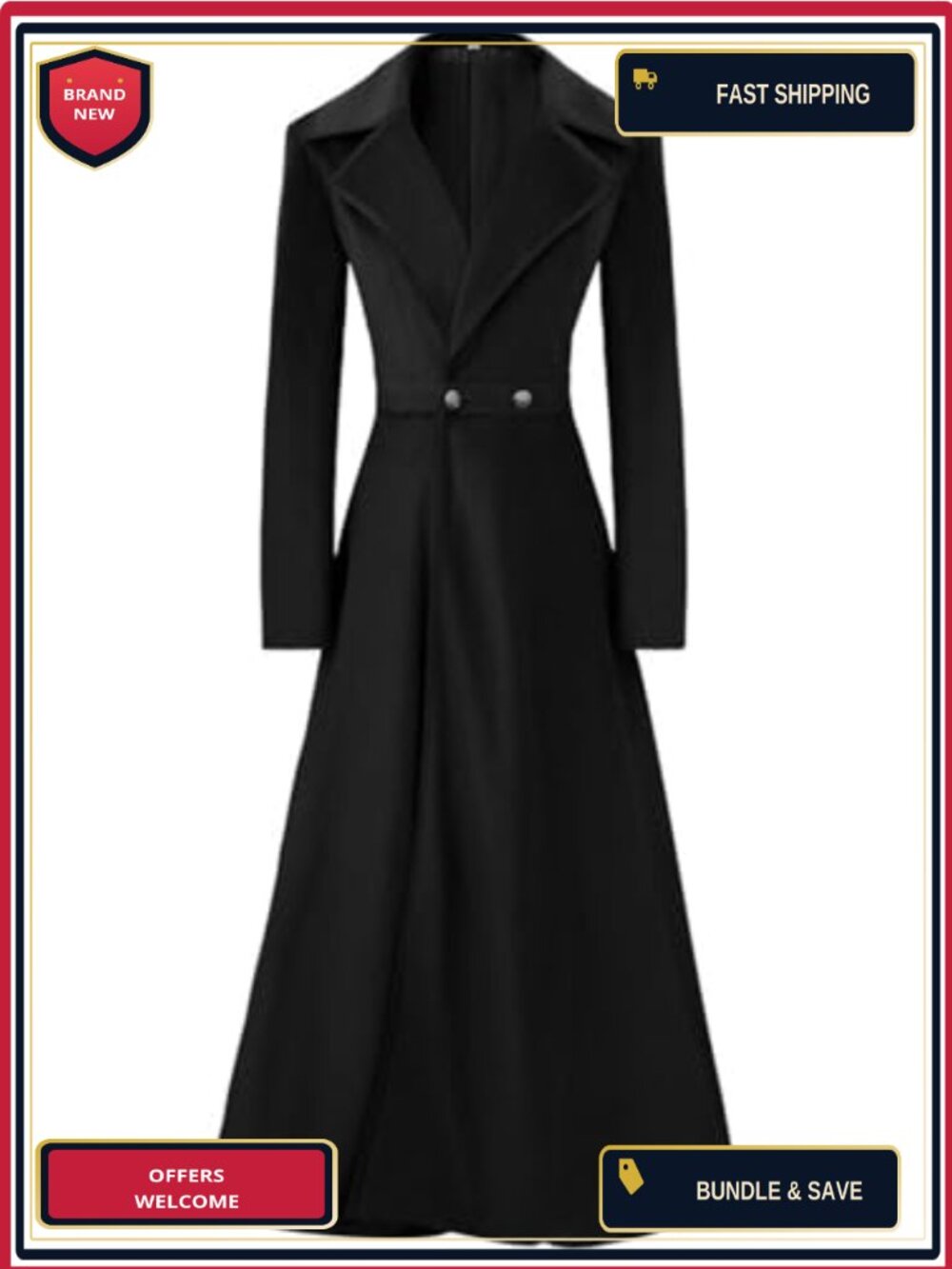 Victorian Trench Coat Double Breasted Long Winter Jacket Medieval Vintage